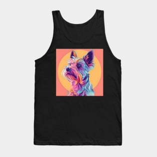 70s Silky Terrier Vibes: Pastel Pup Parade Tank Top